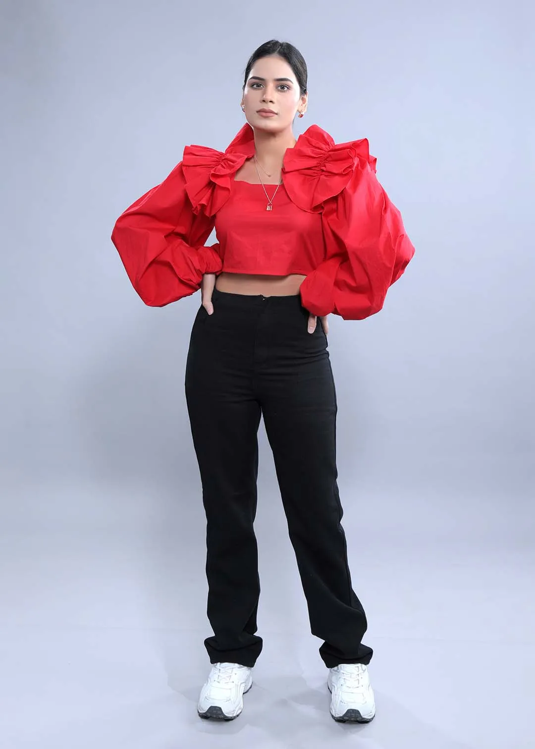 Women's Fitted Top with Balloon Sleeves French Theory