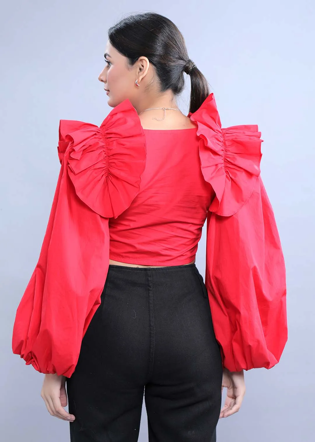 Women's Fitted Top with Balloon Sleeves French Theory