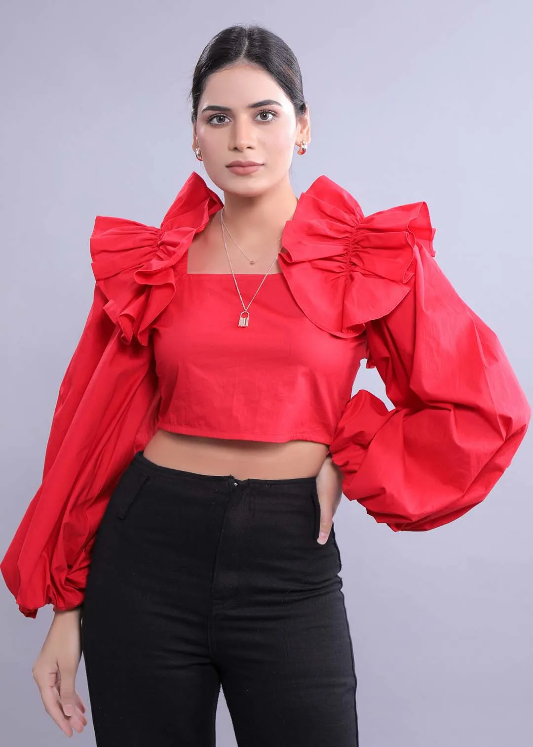 Women's Fitted Top with Balloon Sleeves French Theory