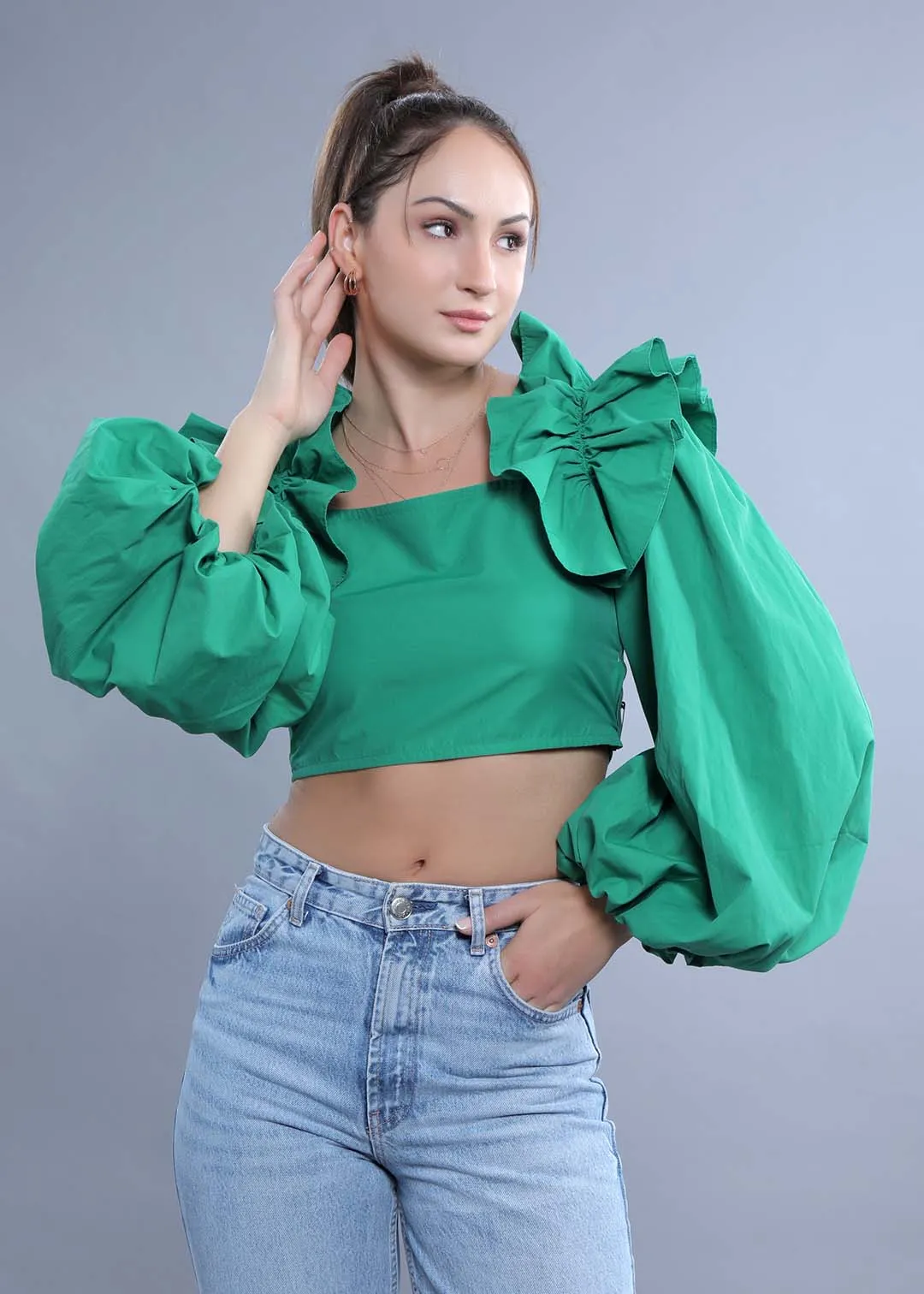 Women's Fitted Top with Balloon Sleeves French Theory