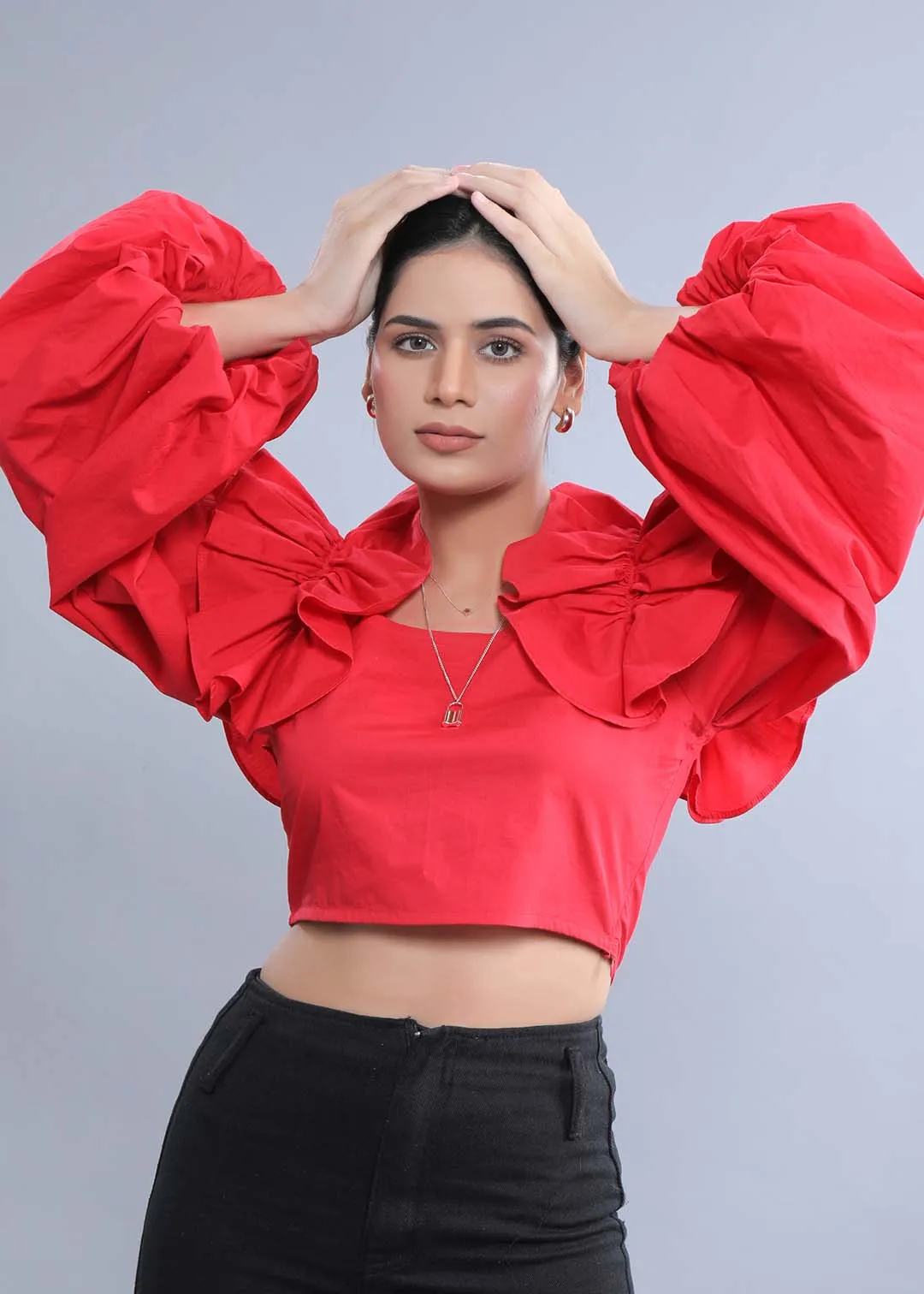 Women's Fitted Top with Balloon Sleeves French Theory