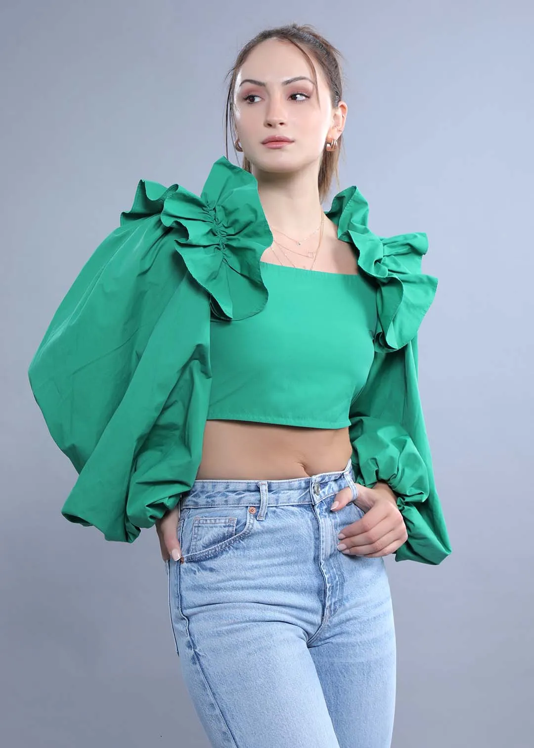 Women's Fitted Top with Balloon Sleeves French Theory