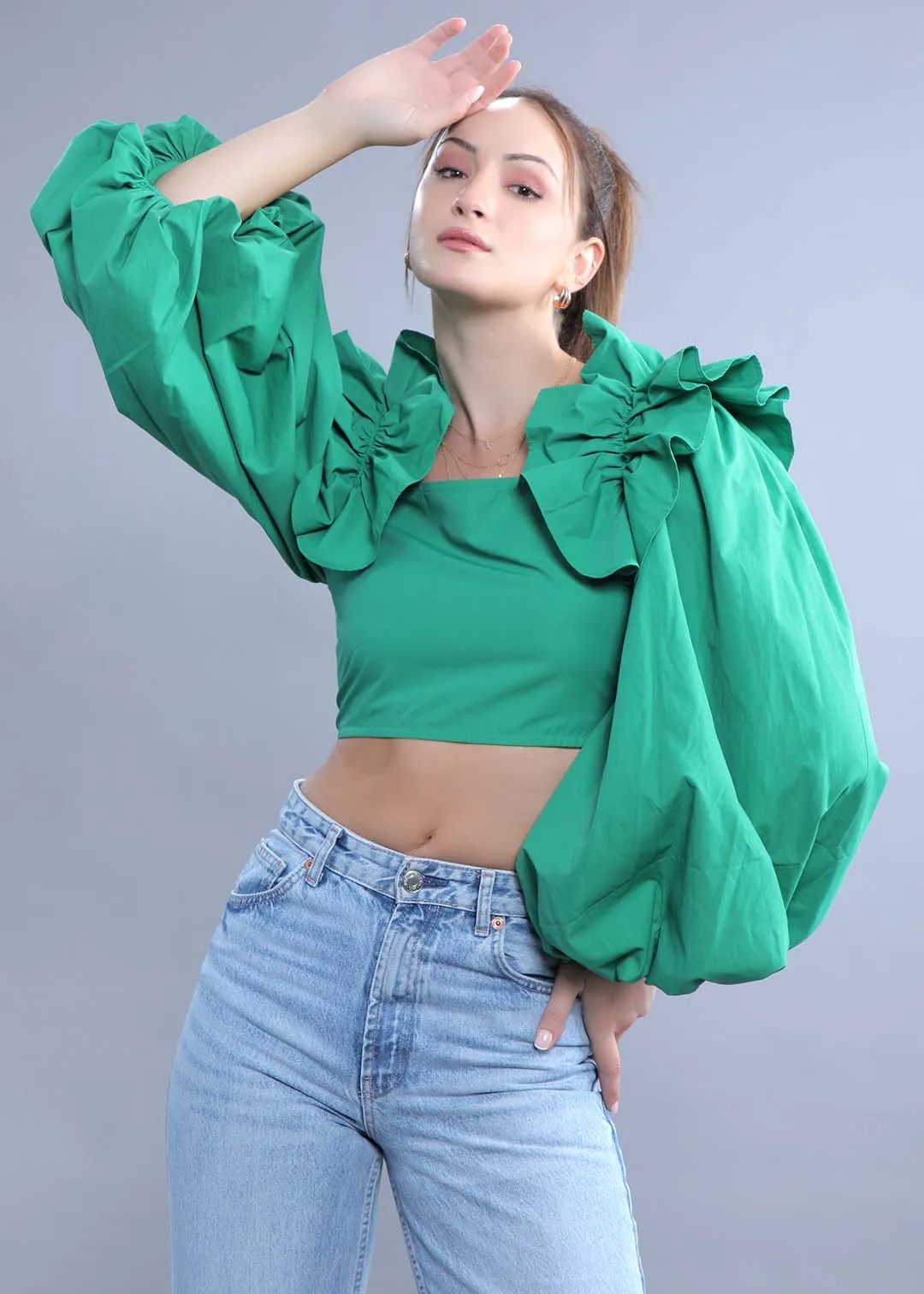 Women's Fitted Top with Balloon Sleeves French Theory
