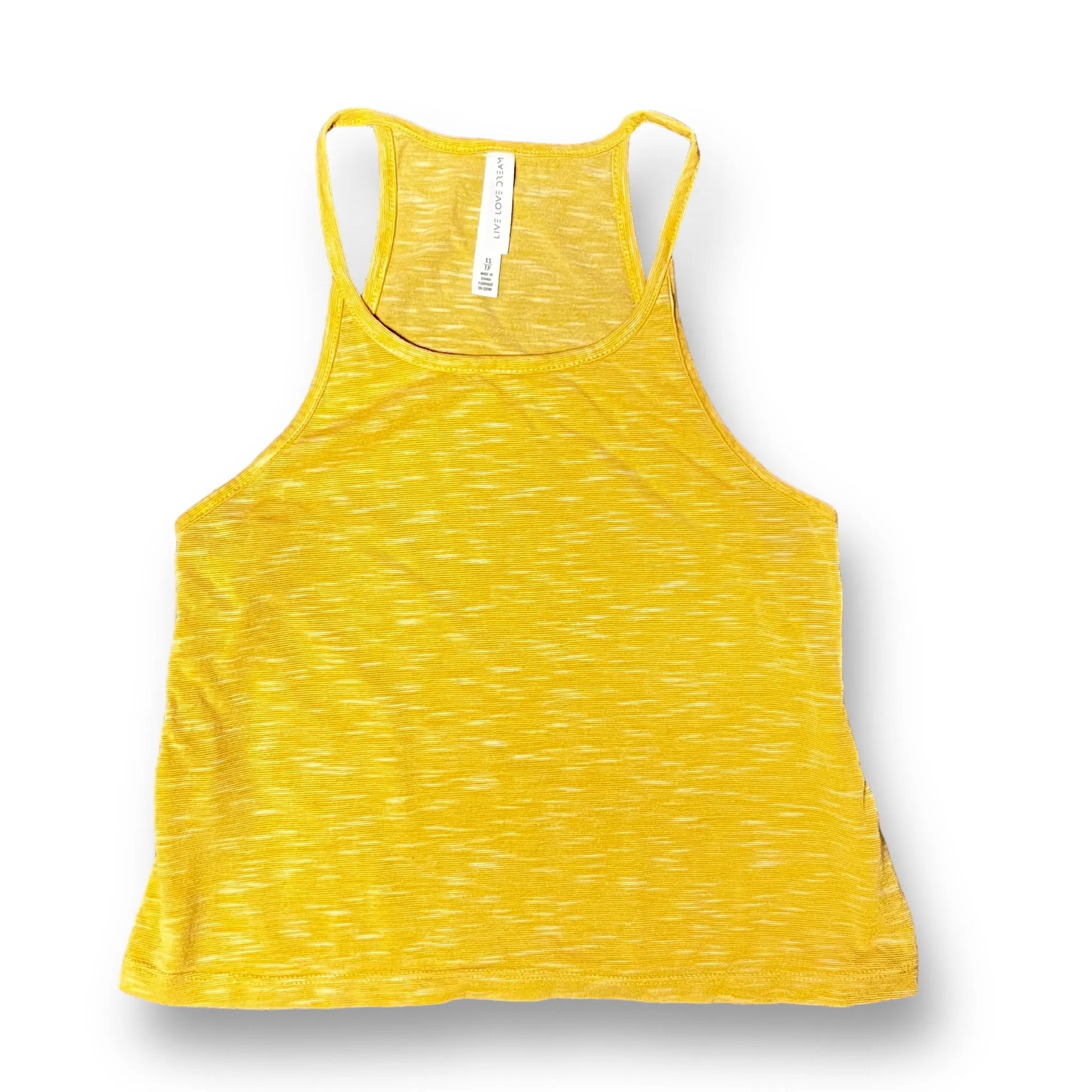 Women's Live Love Dream Size XS Yellow Cropped Halter Tank