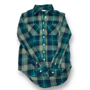 Women's Size XS Flannel Full Length Plaid Button Down Shirt