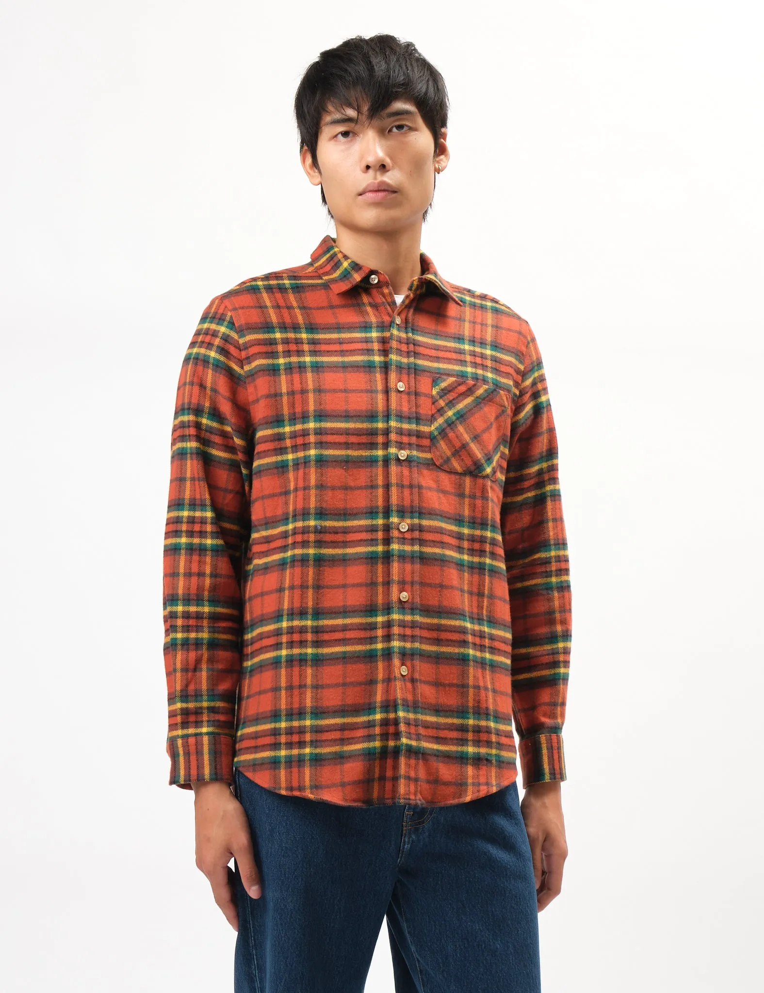 Worth Every Penny Portuguese Flannel Farol Shirt - Terracota/Yellow/Green  Limited Stock!