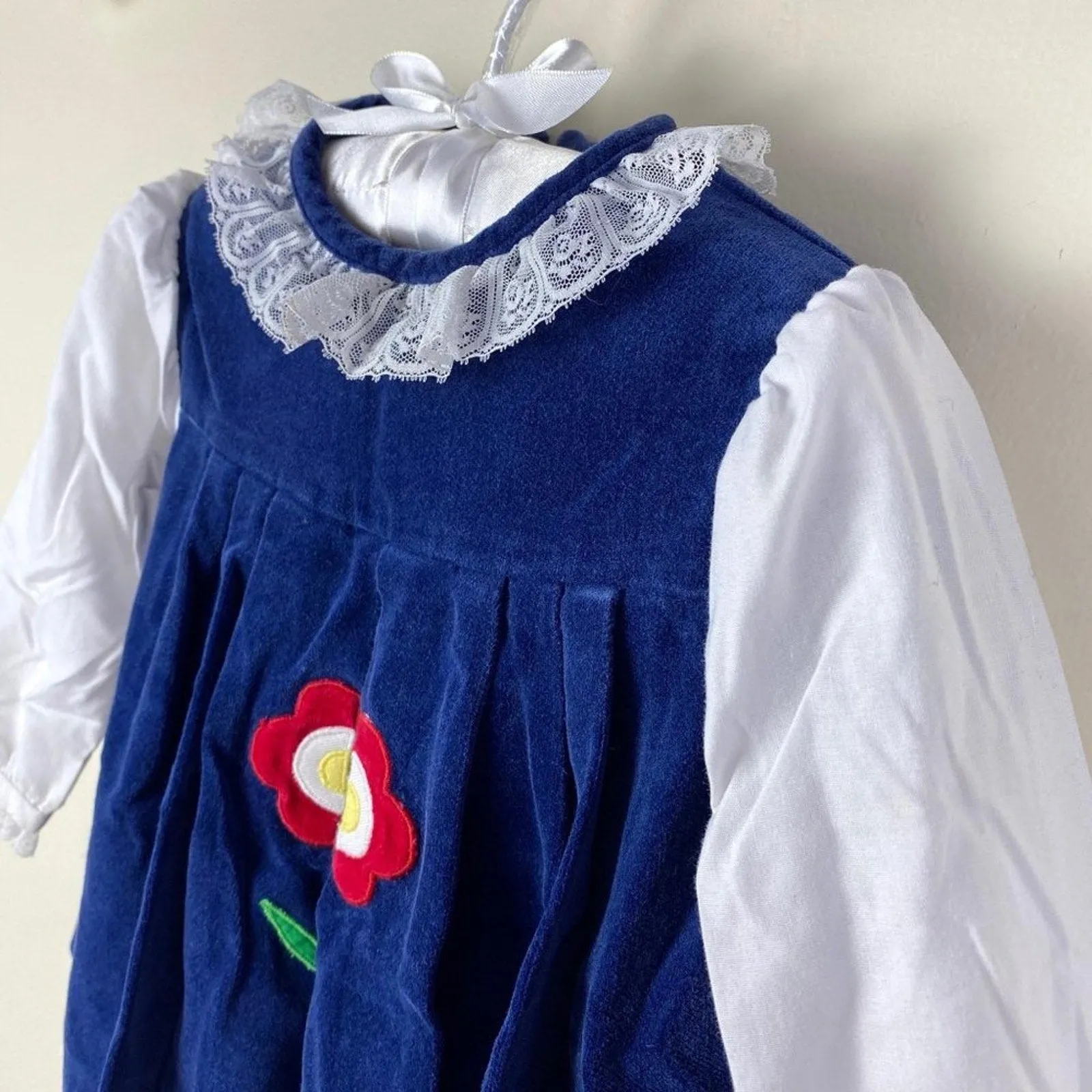 Worth Every Penny Vintage Her Majesty Blue Velvet Flower Dress 12 M  Almost Gone!