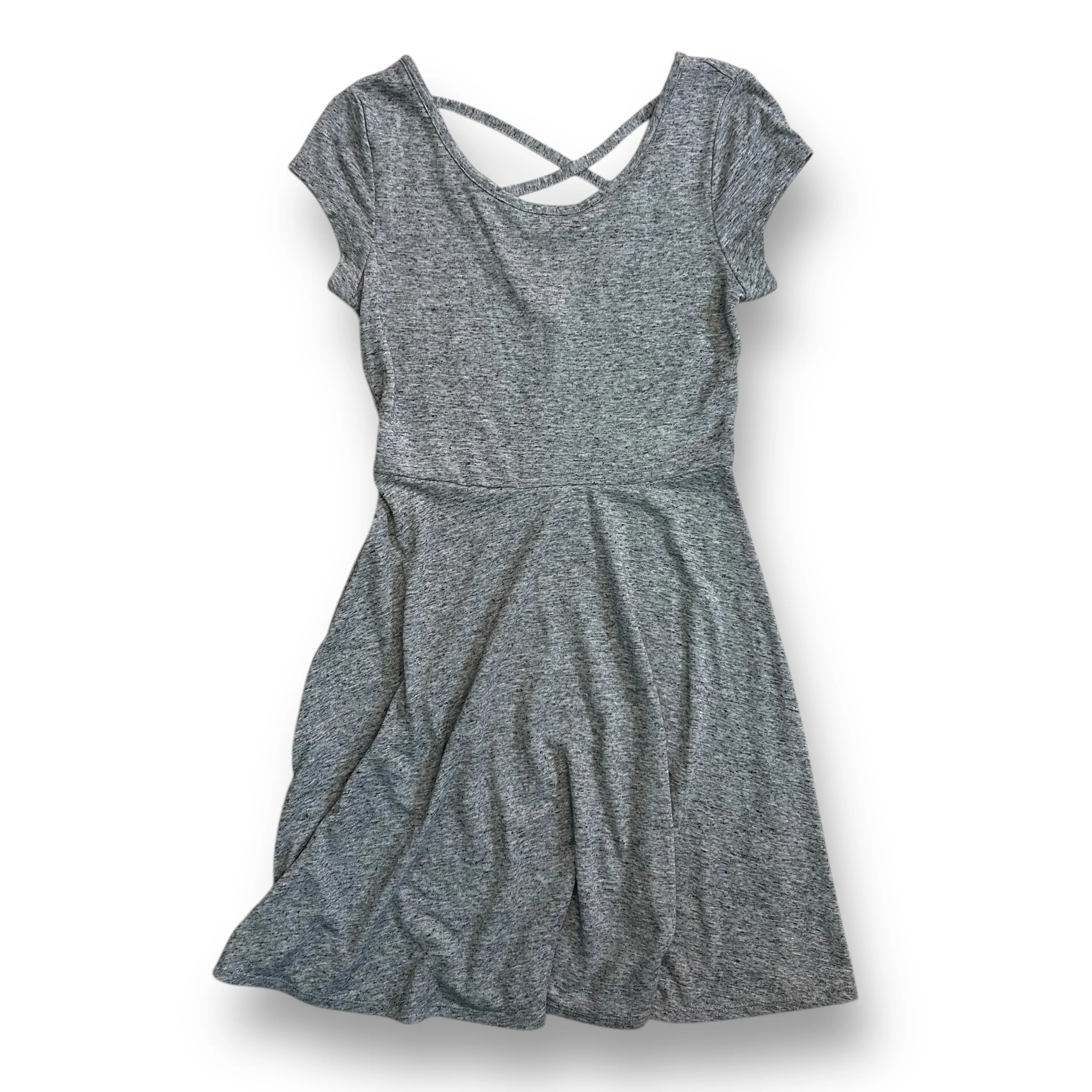 Youth Girl Size 10/12 Heather Gray Racer Back Short Sleeve Twirl Dress