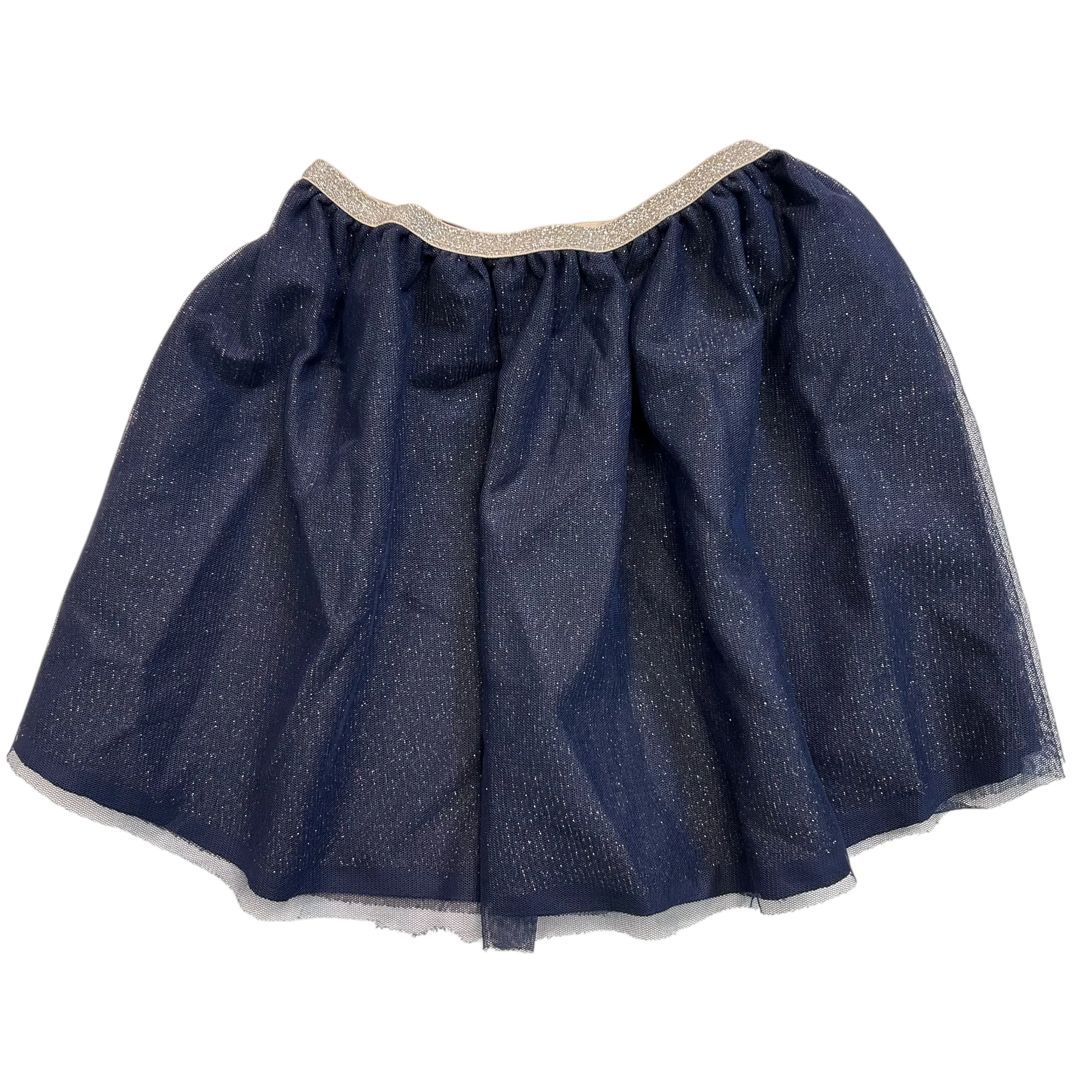 Youth Girls Size 10/12 Shimmery Navy Tulle Pull On Skirt with Elastic Waist