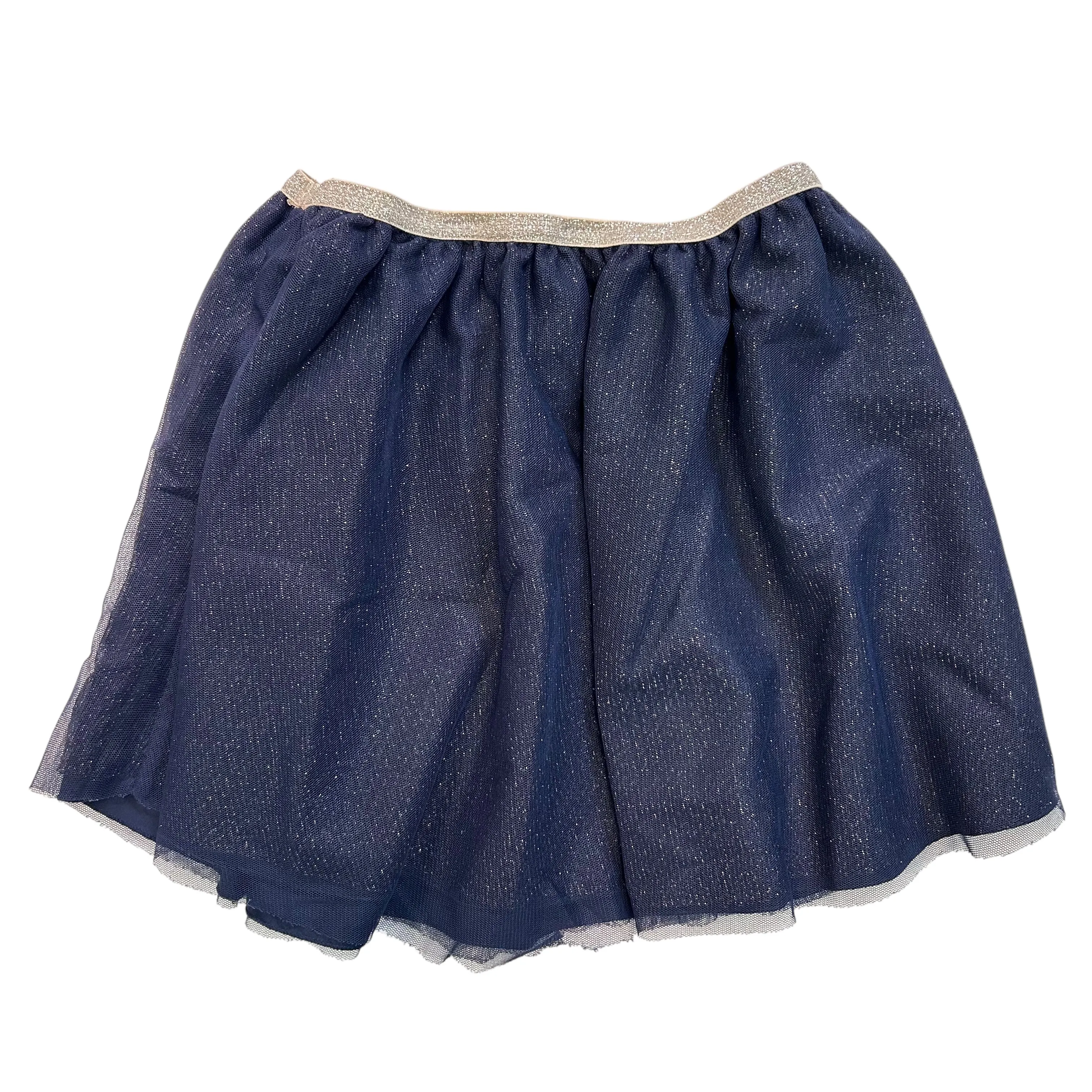 Youth Girls Size 10/12 Shimmery Navy Tulle Pull On Skirt with Elastic Waist