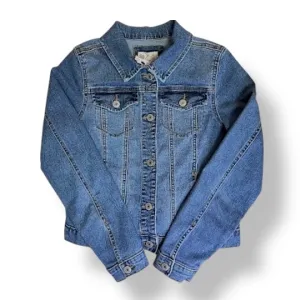 Youth Girls Size 14 Jean Jacket Classic Denim Long Sleeve Button Down
