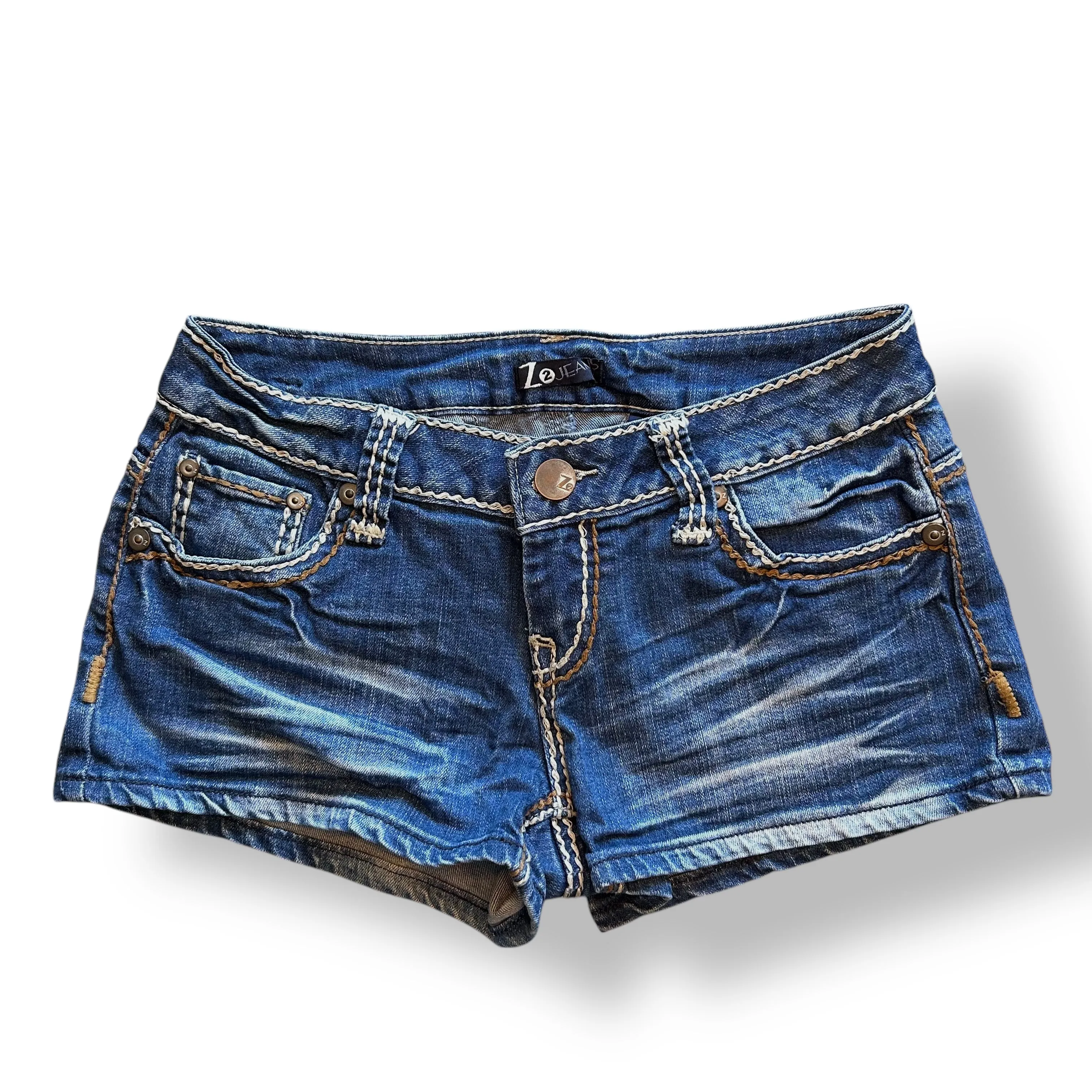 Z2 Jean Shorts Thick Stitch Denim Women's Size 7 Button Flap Pockets