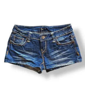 Z2 Jean Shorts Thick Stitch Denim Women's Size 7 Button Flap Pockets