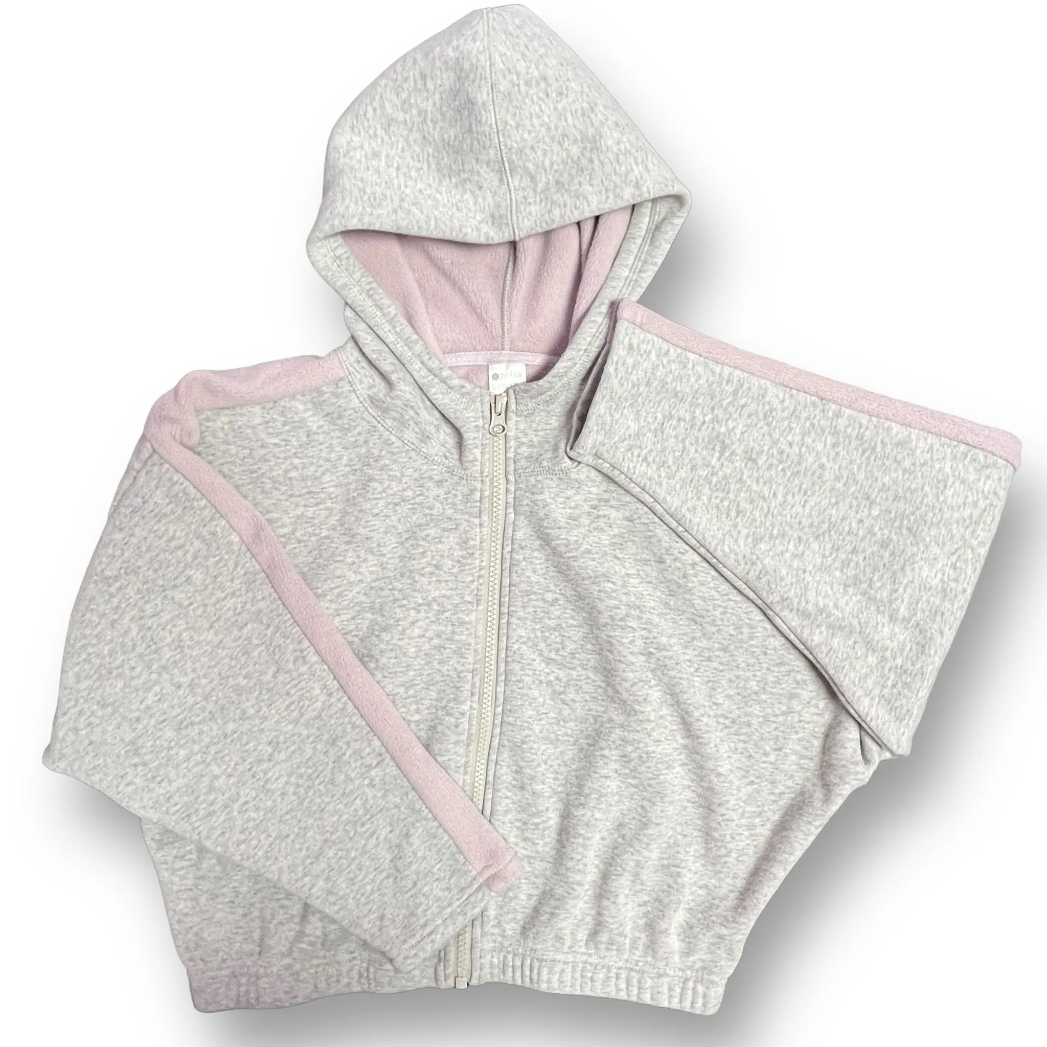 Zella Girl Youth Size 10/12 Gray Full Zip Sweatshirt Athletic Cropped Hoodie