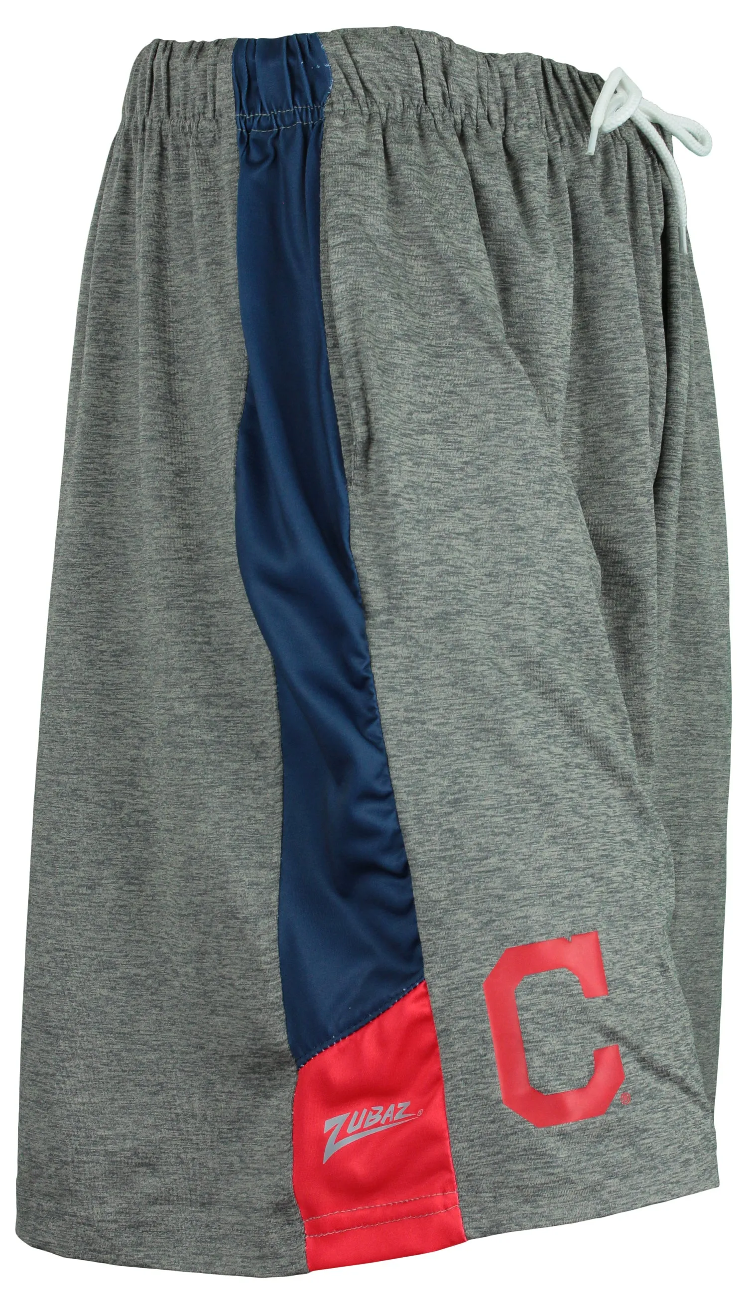 Zubaz MLB Men's Cleveland Indians Tonal Gray Space Dye With Solid Stripe Shorts