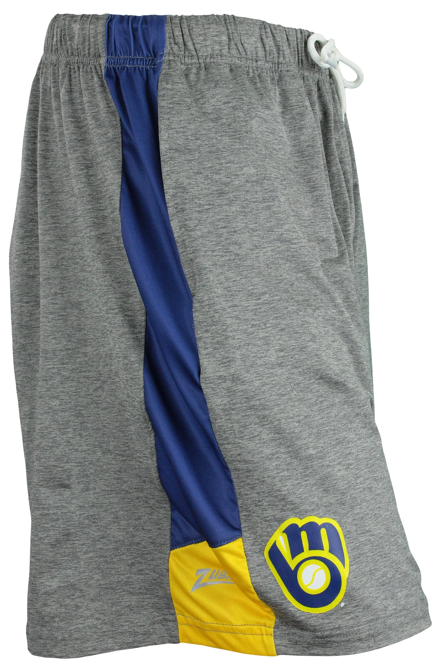 Zubaz MLB Men's Milwaukee Brewers Tonal Gray Space Dye W/Solid Stripe Short