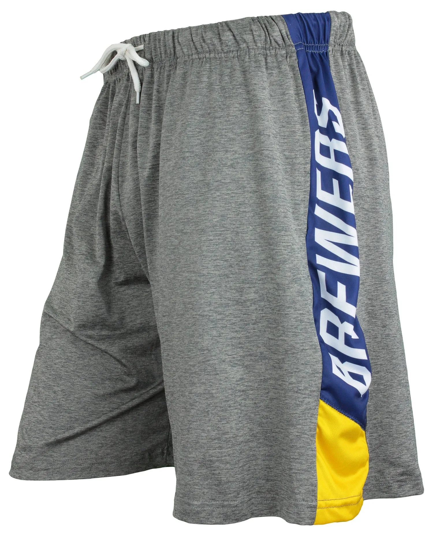 Zubaz MLB Men's Milwaukee Brewers Tonal Gray Space Dye W/Solid Stripe Short