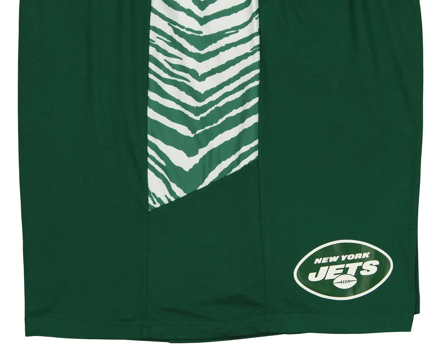 Zubaz NFL Men's New York Jets Team Logo Zebra Side Seam Shorts, Green